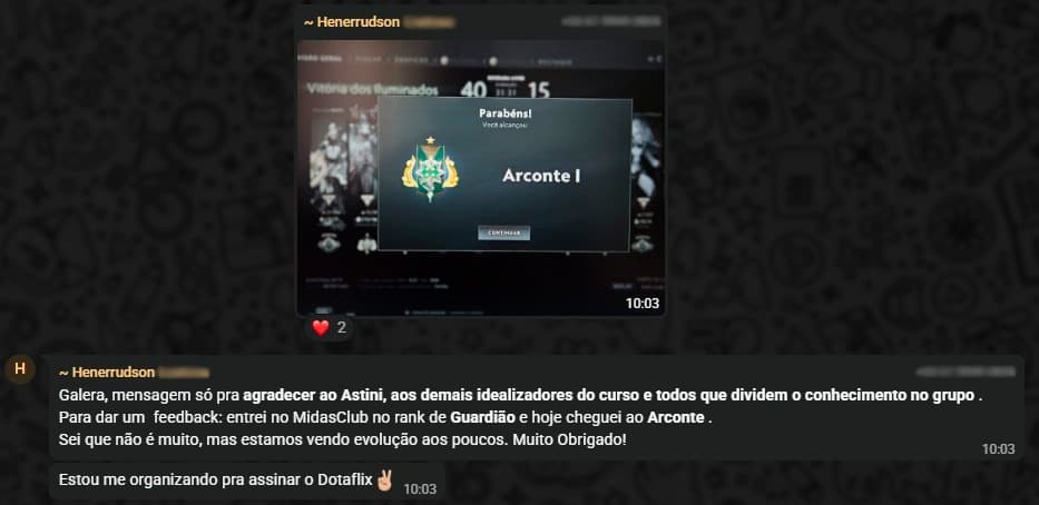 Depoimento de aluno da DOTAFLIX